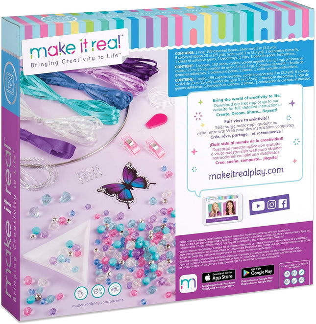 Make It Real: DIY Dreamcatcher - Purple Pink Blue Butterfly, 175 Piece All-In-One DIY Kit, Tweens & Girls, Bedroom DÃ©co