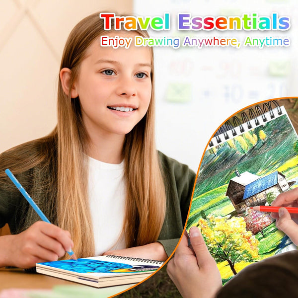 9" X 12" Sketch Book, 2-Pack 50 Sheets Spiral Bound Art Sketchbook, Acid Free Artist Drawing Book Paper, Art Supplies for Adults Kids, Craft