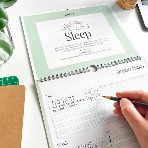 Habit Tracker Calendar & to Do List Planner, Spiral Bound Habit Tracker with Writable Goals, 12 Months Undated, 8"X10â