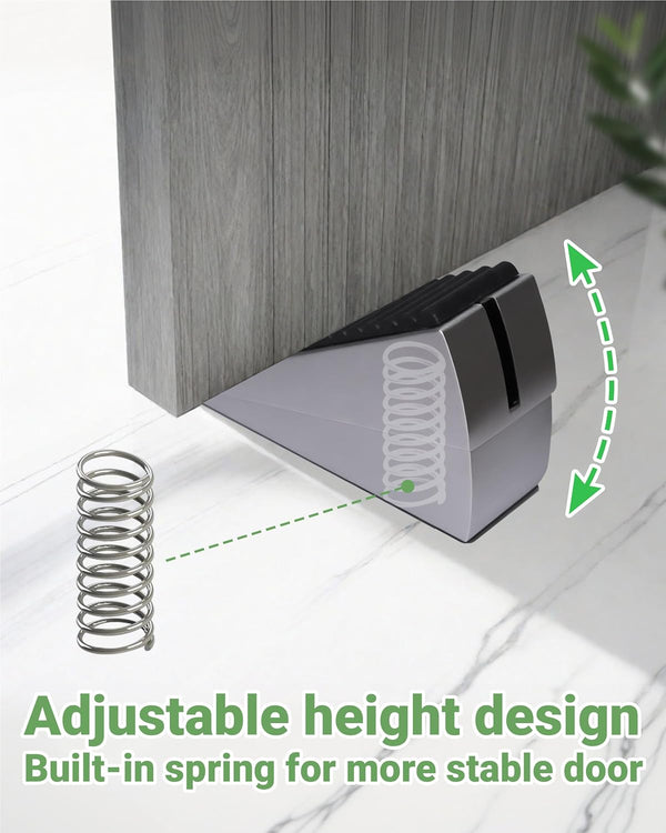 Large Door Stopper - Metal Door Wedge, Tall Door Stopper, Spring Rubber for Extra Strong Grip (Silver, 1 Pack)
