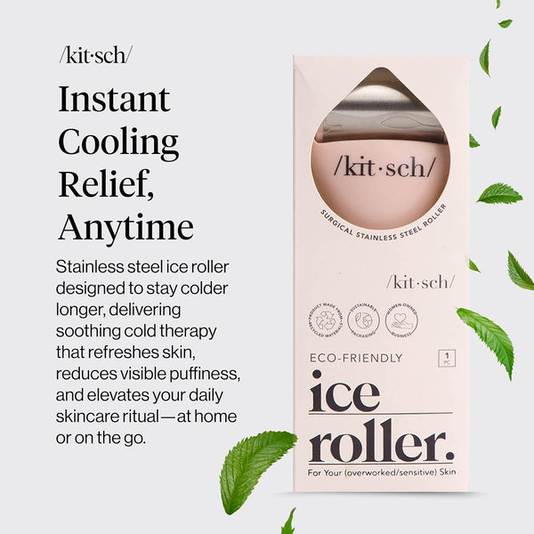 Kitsch Ice Roller for Face – Stainless Steel Ice Face Roller to Reduce Puffiness, Redness & Headaches – Cooling Facial Roller for Skin Care,