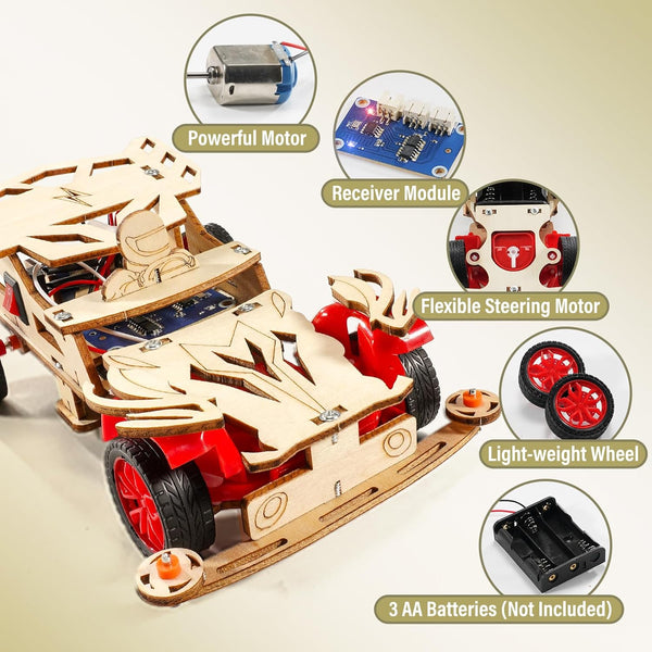 STEM Kits for Kids Ages 8-10, Remote Control Car Model Building Kit for Boys 8-12, Wooden 3D Puzzles 8-13, Wood Science Crafts Projects, STEM Toys