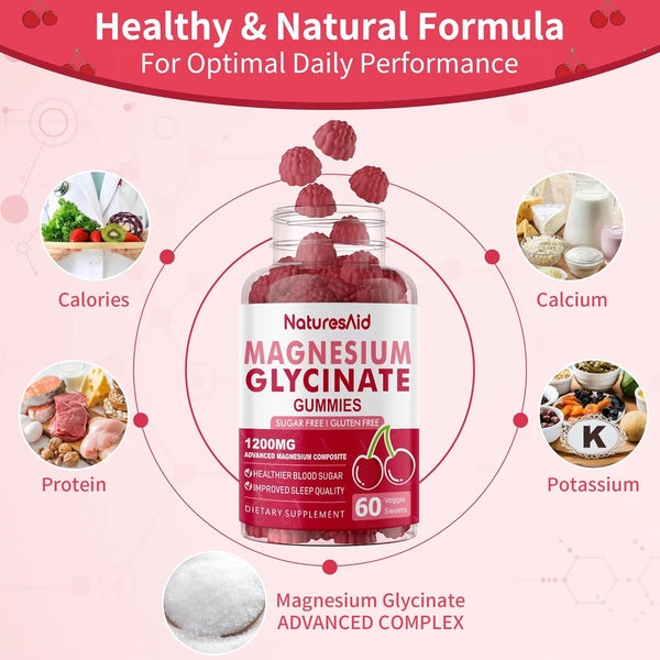 Magnesium Glycinate Gummies 1000Mg - Sugar Free Magnesium Potassium Supplement with Vitamin D, B6, Coq10 for Calm Mood & Sleep Support - 120