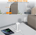 Tower Power Strip Flat Plug with 11 Outlets 3 USB (1 USB C), TESSAN Surge Protector Tower 1625W/13A,1050J Protection, 6 Feet Extension Cord with