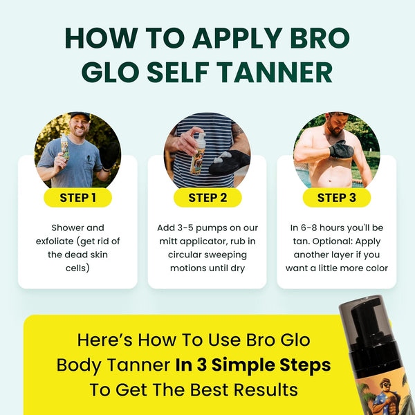Self Tanner for the Boys - Quick Application Foam Mousse Easy Sunless Tan for Face and Body Oil Free Water Based Faster Skin Drying Natural Sun