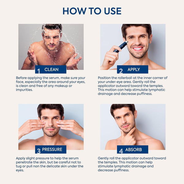 Caffeine Eye Cream for Men: under Eye Roller for Bags and Puffy Eyes Treatment - Men'S Cooling Stick and Depuffer for Dark Circles and Puffiness