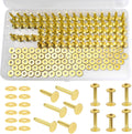 Junesunshine 154 Pcs Brass Rivets - Smooth & Pattern-Free, Pure Copper Rivets & Burrs for Leather Work, Jeans, Jacket, Clothing, Bag, Belt, Strap,