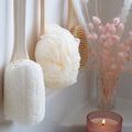 Ecotools Ecopouf Bath Brush, Loofah Brush for Bath & Shower, Made with Long Handle & Recycled, Soft Netting for Gentle Exfoliation, Back Brush for
