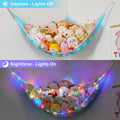Basumee Stuffed Animals Net or Hammock with LED Light Hanging Toy Net Hammock for Stuffed Animals Storage Stuff Animals Hammocks for Nursery Kids