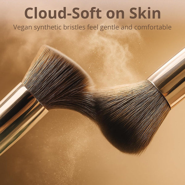 BEAKEY Vegan Makeup Brush Set: Soft Synthetic Brushes for Foundation & Eyeshadow, High-Density, Precise, Easy to Clean, Durable Handles