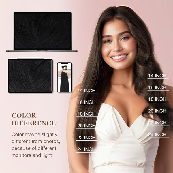 GOO GOO I Tip Hair Extensions Real Human Hair, 14Inch 50G 100S, Cold Fusion I Tip Hair Extensions, Invisible Remy Hair Extensions, 17/22/60