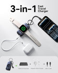 INIU 3-In-1 Portable Charger, Small 5000Mah Power Bank with Built-In USB C Cable and Watch Charger, 20W PD Fast Charging Battery Pack, Travel