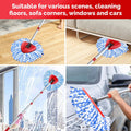 Spin Mop Head, Base, Handle Replacement for O-Ceda RinseClean 2 Tank System,4 Microfiber Mop Refills, 1 Base and 30-58in Handl Set Combo (Blue 2