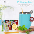 Tea Gifts for Women â Sampler Gift Basket with 15 Unique Blends, Honey Sticks, Stainless Tumbler & Gift-Ready Box (Teal)