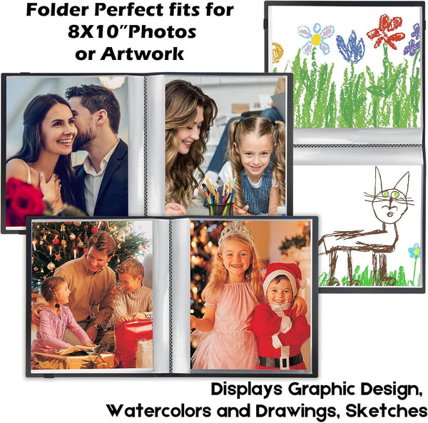 Photo Album 8X10, 8X10 Photo Album Book Holds 68 Photos, Art Portfolio Binder for 8 X 10 Pictures, Photo Albums for 8X10 Photos, 10X8 Sheet