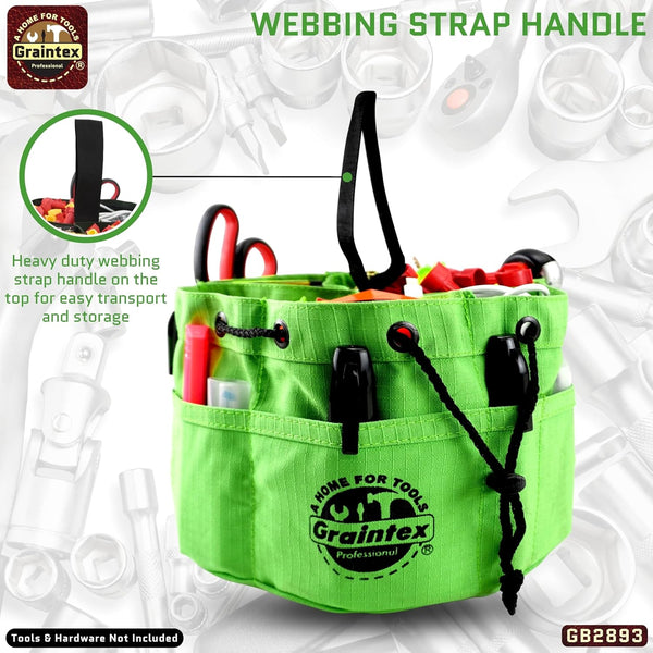 Graintex 18 Pockets Grab Bag Rip-stop Canvas Drawstring Closure, Small Part Organizer Pouch, Small Tools, Screws, Parts, Parachute Tool Bag for