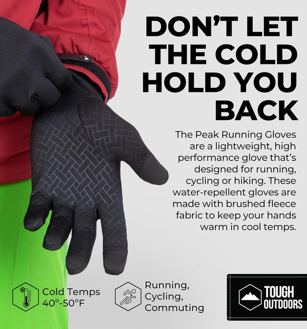 Tough Outdoors Running Gloves - Touch Screen Ski Glove Liners - Men'S Winter Gloves - Glove Liners for Cold Weather