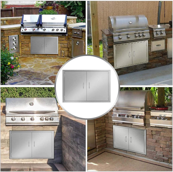 Seeutek Outdoor Kitchen Doors BBQ Access Door 31W X 24H Inch - Stainless Steel Double Wall Construction Vertical Door for Outdoor Kitchen Grilling