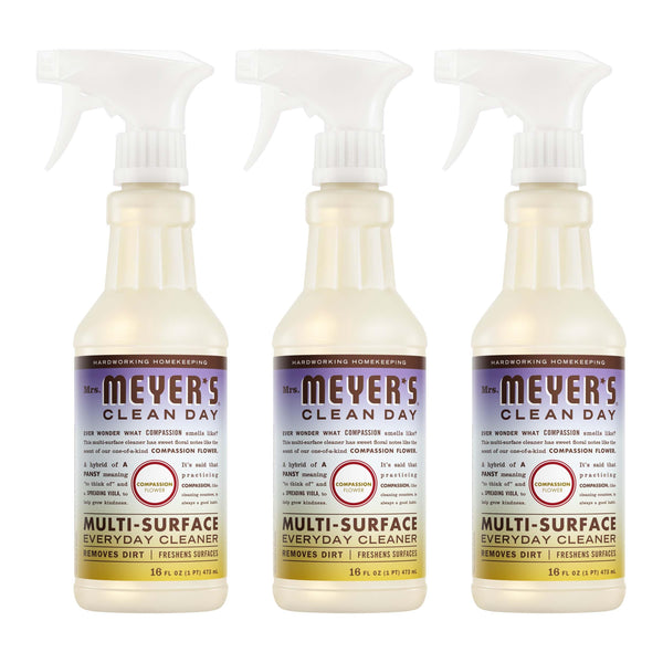 MRS. MEYER'S CLEAN DAY All-Purpose Cleaner Spray, Compassion Flower, 16 Fl. Oz (Pack of 3)