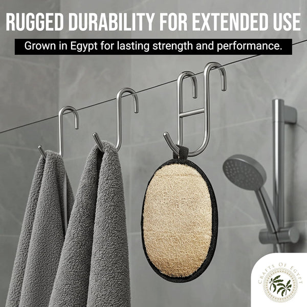 Rugged Natural Shower Loofah for Men - Tough Eco-Friendly Exfoliating Body Scrubbers, Durable & Gentle Terry Towel Cloth Pad for Manly Skin Care -