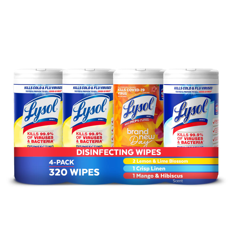 Lysol Disinfecting Wipes Bundle, Home Apartment Dorm Room Essentials and Cleaning Supplies, All Purpose Cleaner, Multi-Surface Cleaning Wipes,