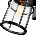 Outdoor Wall Lantern, Exterior Waterproof Wall Sconce Light Fixture, Anti-Rust Black Wall Mount Lighting with Seeded Glass Shade, E26 Socket Front