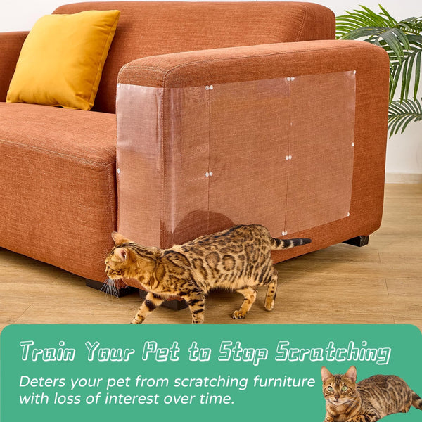FTSTC Anti Cat Scratch Furniture Protector, 12-Pack, Furniture Protectors from Cats Scratching, Heavy Duty Self-Adhesive Couch Protector for Cats,