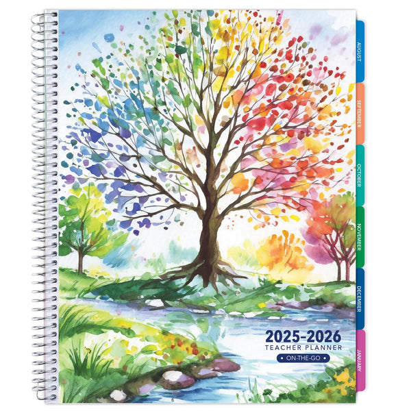 Aug 2025-Jul 2026 Lite Teacher Lesson Planner Notebook 8.5X11 Daily Weekly Monthly Organizers - Includes 7 Periods, Dated Calendar, Page Tabs,
