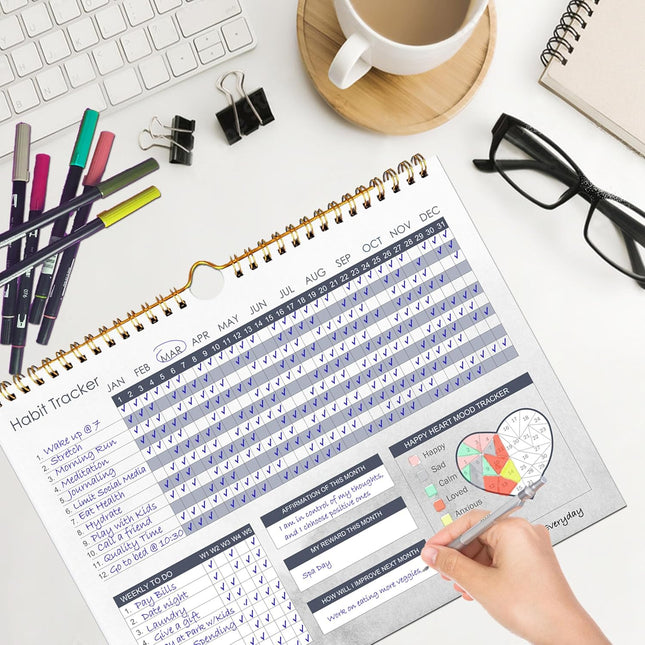 Habit Tracker Is a Great Productivity Tools Used as Habit Tracker Journal Workout Calendar, Habit Tracker Planner Goal J