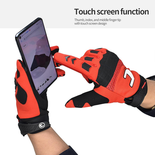 Dirt Bike & Motorbike Gloves for Men - Mountain Bike, Motocross & ATV Racing - Touch Screen, Full Finger Gloves for Cycling, BMX, MTB & MX