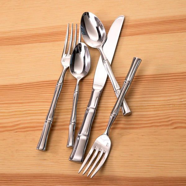 FORTESSA Royal Pacific 18/10 Stainless Steel Flatware, 5 Piece Place Setting with Table Knife, Forks and Spoons (Service for 1), Dishwasher Safe,