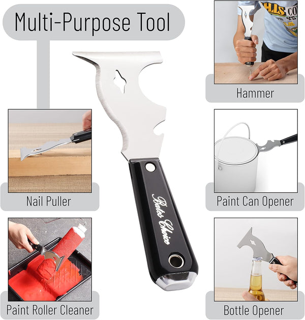 Bates- Paint Scraper, 10 in 1 Painters Tool, Paint Scrapers for Wood, Painters Tool, Painters Knife, Paint Scraper for Painting, Putty Knife,
