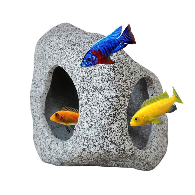 Aquarium Hideaway Rock Cave for Aquatic Pets to Breed, Play and Rest, Safe and Non-Toxic Ceramic Fish Tank Ornaments, De
