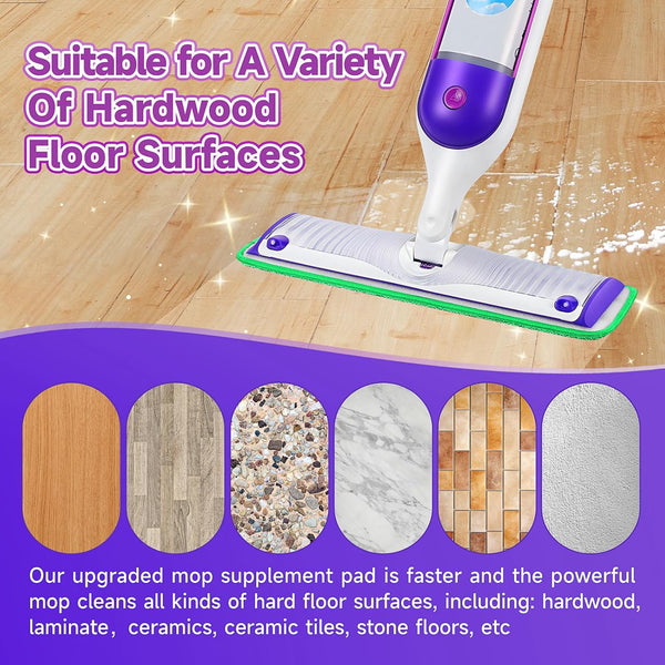 8 Pack Reusable Mop Pads Compatible for Swiffer Powermop,Microfiber Mop Pads for 13-15'' Spray Mop, Floor Mop Pads Refills for Swiffer, Machine