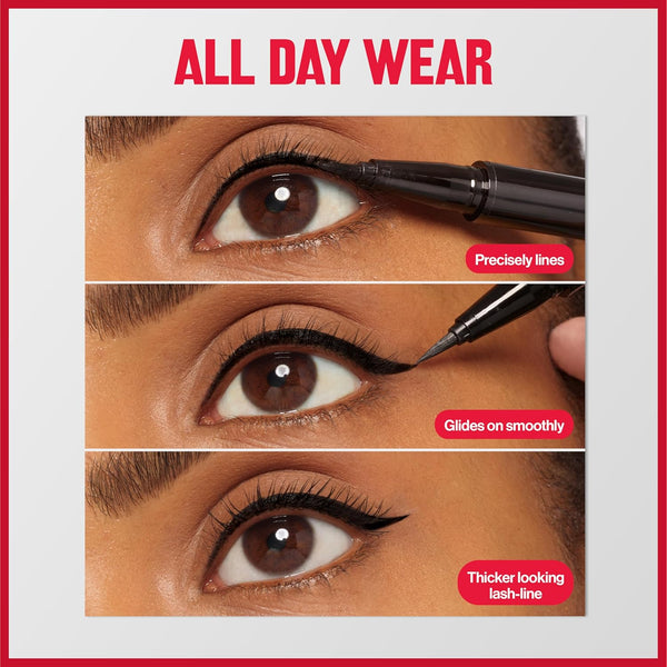 REVLON Colorstay Lash Serum + Liner, Waterproof Eyeliner, Healthier Looking Eyelashes, Smudge-Resistant Flexible Brush Tip, 001 Blackest Black
