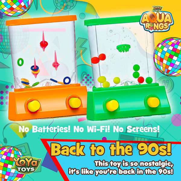 Yoya Toys Aqua Rings Handheld Water Game - Set of 2 - Water Ring Toss and Basketball Hoop Toy - Gift for Ages 3 4 5 6 7 8 9 - Nostalgic 80'S 90'S