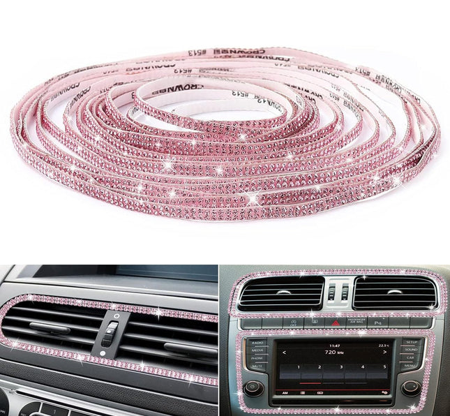 Bling Car Trim Self-Adhesive 16.4Ft, Rhinestone Car Accessories for Women, Car Bling Interior Exterior Decoration, Car D