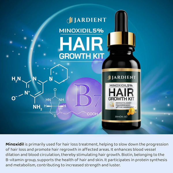 Minoxidil and Biotin Hair Growth Oil for Beards and Preventing Hair Thinning - 5% Minoxidil for Men and Women, 1 Fl Oz
