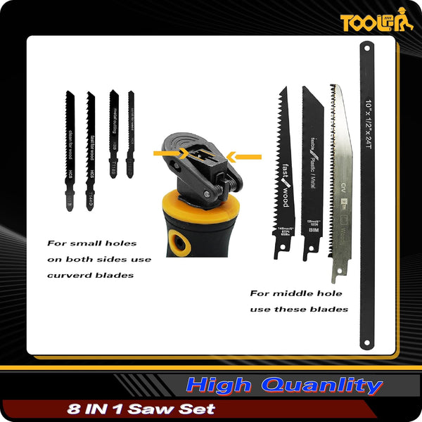 8-In-1 Multi Blades Hand Saw, Drywall Cutter. Hacksaw. Long Blade Hand Saw, Jab Saw, for Cutting Drywall, Sheetrock, Wood, Metel, Plastic,