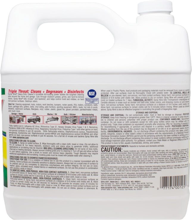 Spray Nine 26801 Heavy Duty Cleaner, Degreaser & Disinfectant for Home, Yard Equipment, Automotive & More - Refill for S