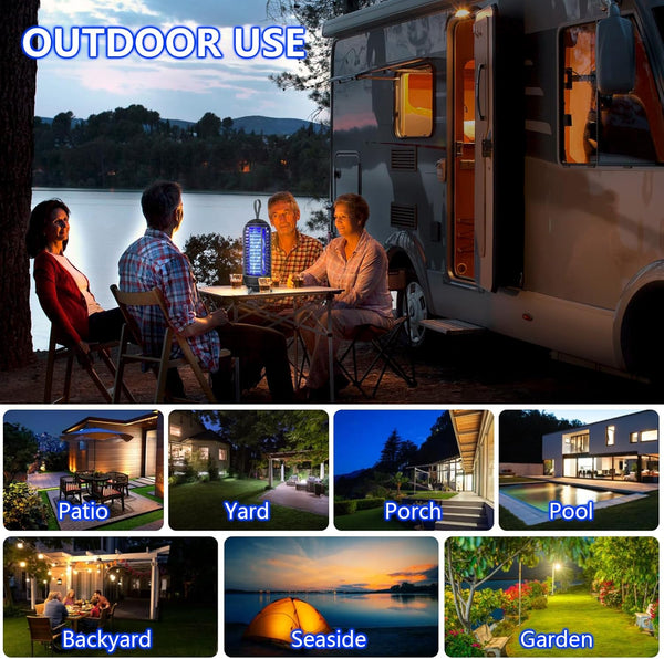 Bug Zapper Outdoor Rechargeable 2 in 1 Wireless Mosquito Killer Lamp 2500Mah Bug Zapper Electric Trap Ideal Fly Zapper Indoor for Patio, Home,
