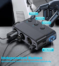 7 in 1 Cigarette Lighter Splitter, LIHAN 3 Socket Car Charger Adapter, Type-C QC3.0 PD 30W Charging, Dual USB Charging Ports, Independent