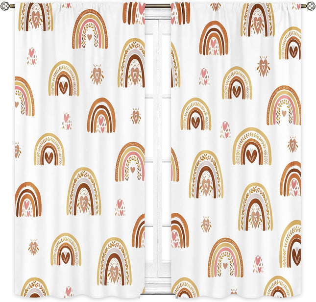 Cinbloo Rainbow Curtains 42Wx63L Inch Rod Pocket Pastel Starts Unicorn for Kids Room Decor Mermaid Child Nursery Princes