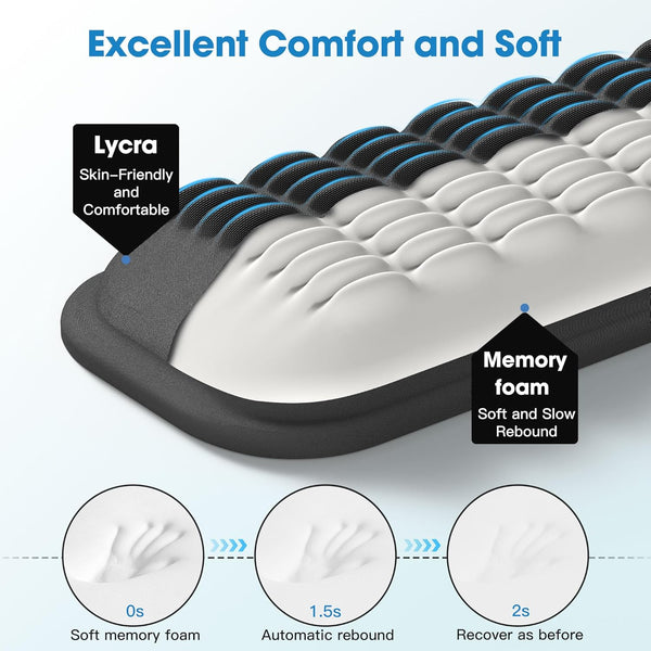 MEKASS Ergonomic Wrist Rest for Keyboard and Mouse, Soft Memory Foam Keyboard Wrist Rest Set with Non-Slip Silicone Base, Easy Typing, Pain