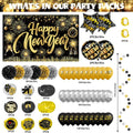Happy New Year Party Backdrop Fabric Sign Poster Banner with Pattern Firework for New Year Party Decoration Photo Props Background Supplies
