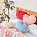 Pink Heart Pillows, Cute Heart Decorative Pillow, Heart Shaped Throw Pillows for Bed, Faux Rabbit Fur Plush Hoom Decor Pillow Cushion for Chair