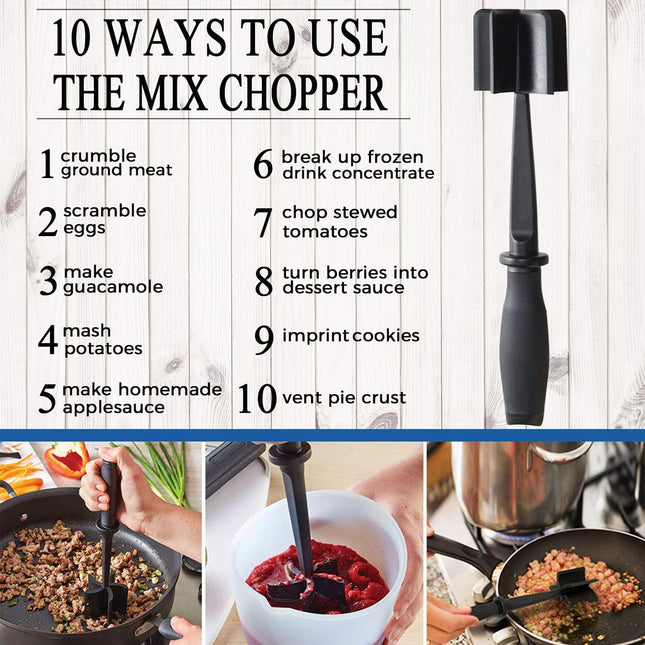 Meat Chopper, 5 Curve Blades Ground Beef Masher, Heat Resistant Meat Masher Tool for Hamburger Meat, Ground Beef, Turkey