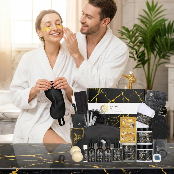 Father'S Day Gift, Skin Care Set, 28Pcs Body & Facial Kit Gifts for Women & Men Includes Face Cream, Bath Oil, Scented Candle, Hyaluronic Acid