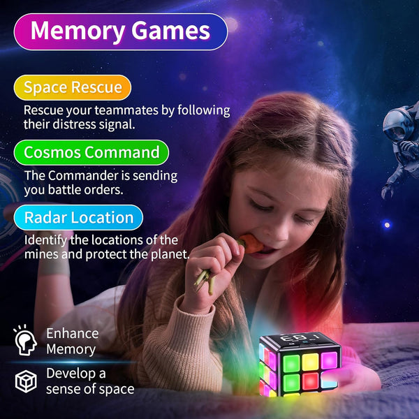 Rechargeable Game Cube - 15-In-1 Fun Brain Memory & Speed Games for Kids - Christmas Easter Birthday Gifts for Boys Girls Ages 6-12+ Years Old -