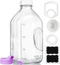 64 Oz Heavy Duty Glass Milk Bottle with Reusable Airtight Strong SCREW LID - 1/2 Gallon Water Bottles with Scale Lines - 2 Qt Glass Milk Jug